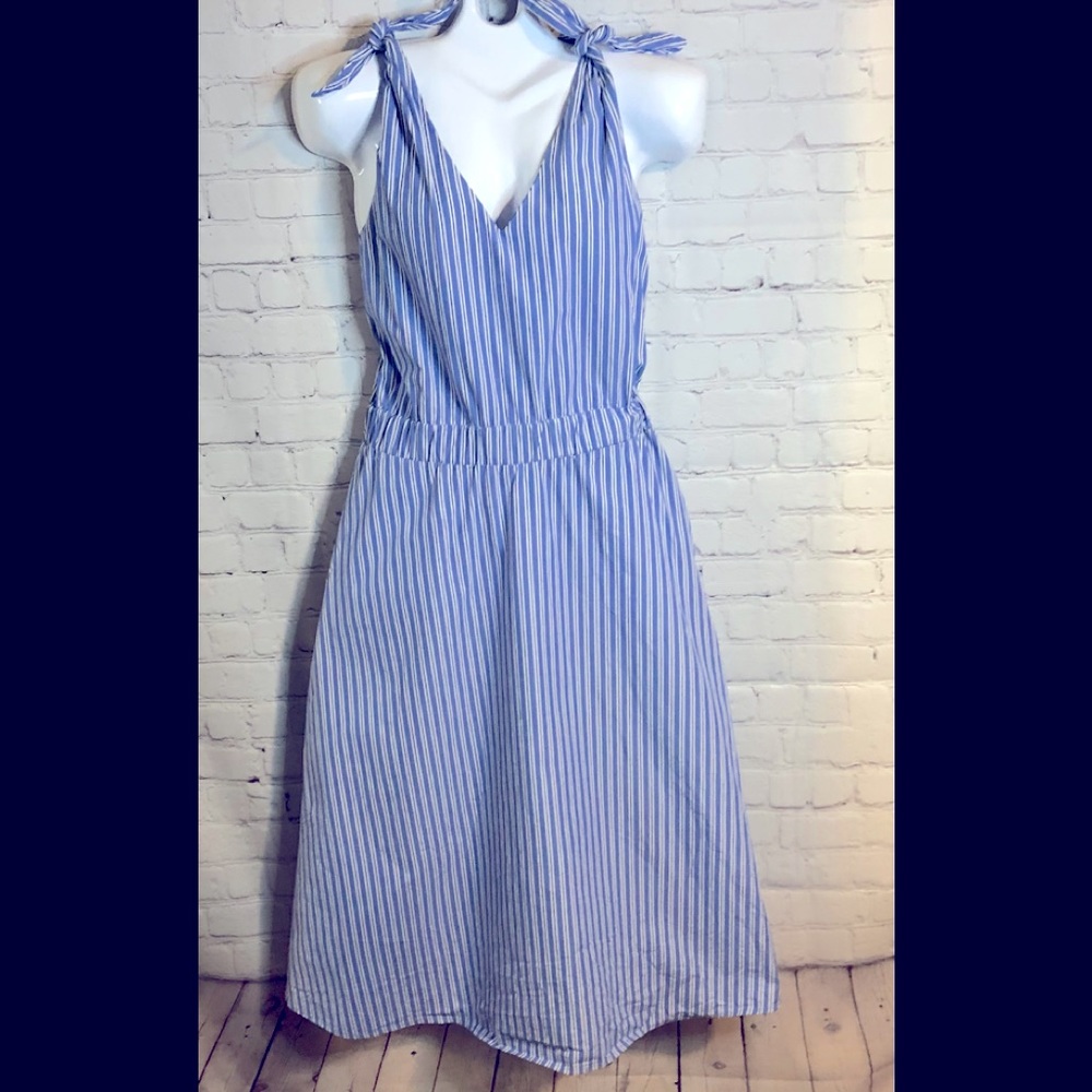 Cute! Vacation Dress- Tie Sleeves MIDI-Dress Sz L